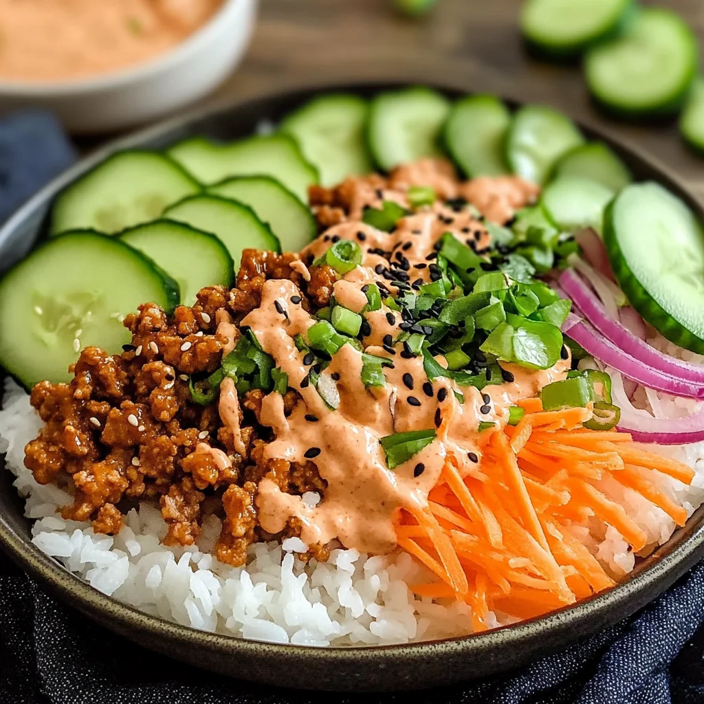 Ground Turkey Rice Bowls with Bang Bang Sauce
