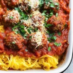 Baked Spaghetti Squash + Meatballs (Meal Prep)