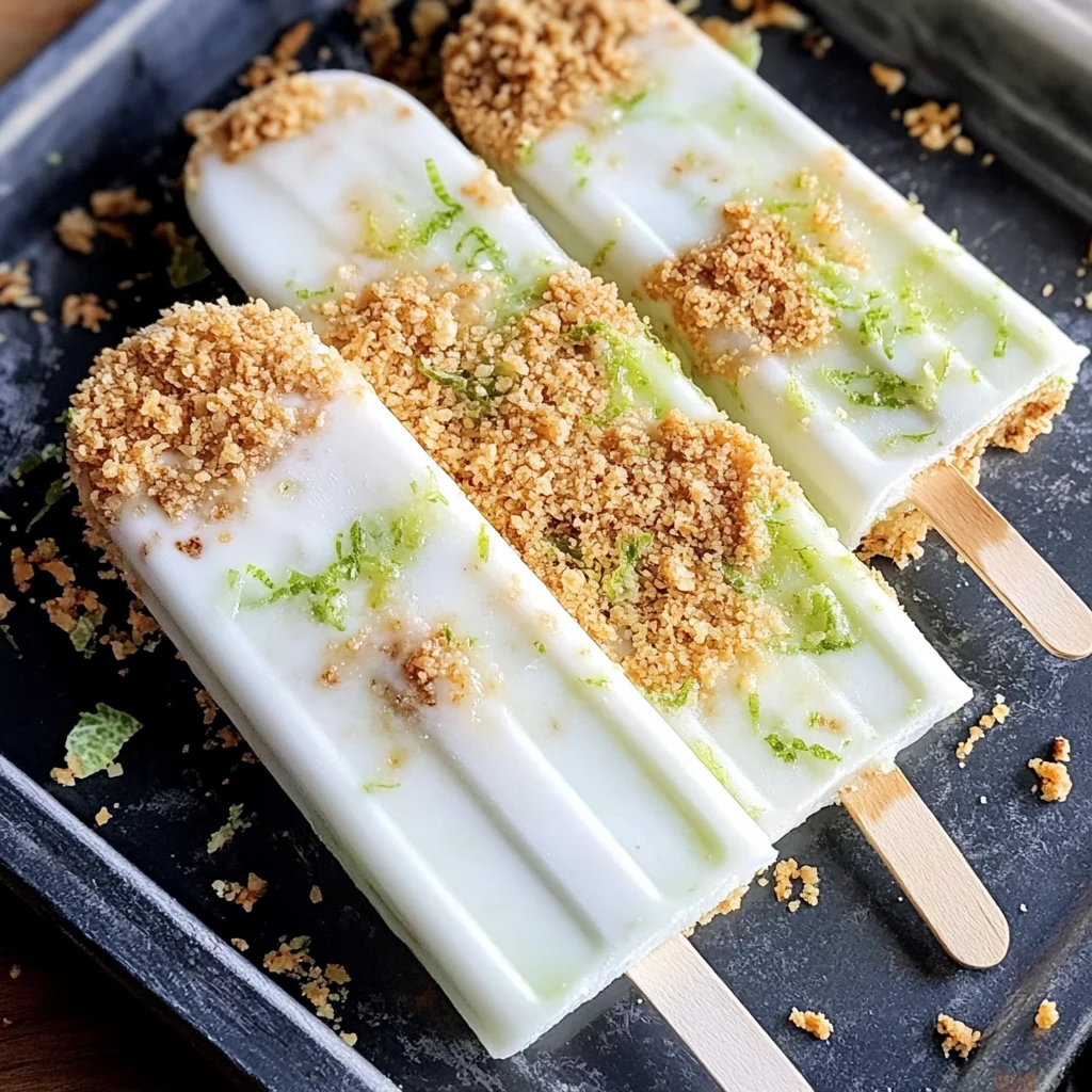 Coconut Key Lime Pie Popsicles + Graham Cracker Crust