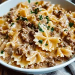 Creamy Beef and Bowtie Pasta
