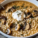 Creamy Mushroom & Pearl Couscous Soup