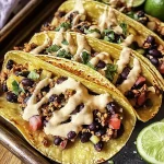 Crispy Sheet Pan Black Bean Tacos with Chipotle Crema