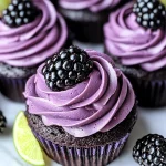 Decadent Dark Chocolate Blackberry Cupcakes with Buttercream Frosting