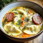 Delicious Pierogi Dill Soup Recipe with Kielbasa and Veggies