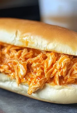 Easy Crockpot Buffalo Chicken Sandwiches (4 Ingredients!)