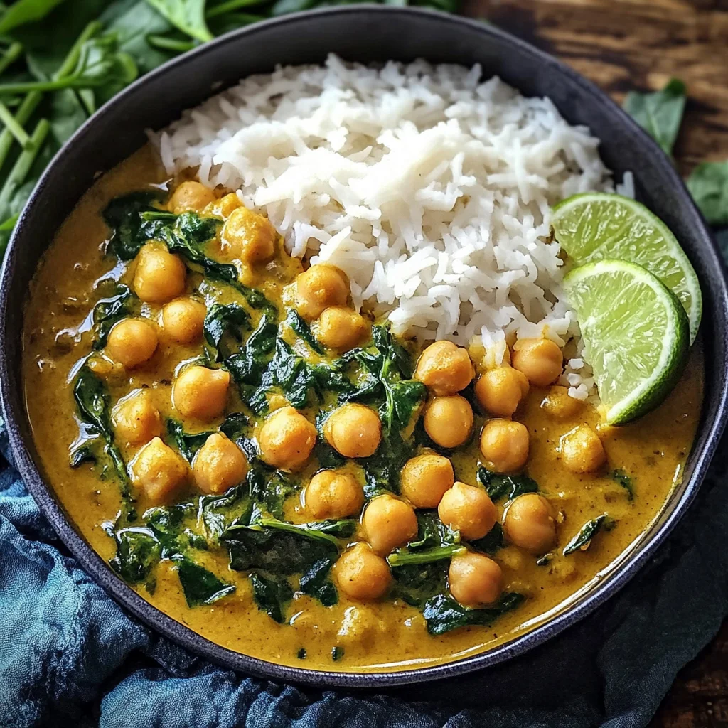 Easy One-Pot Chickpea Spinach Coconut Curry