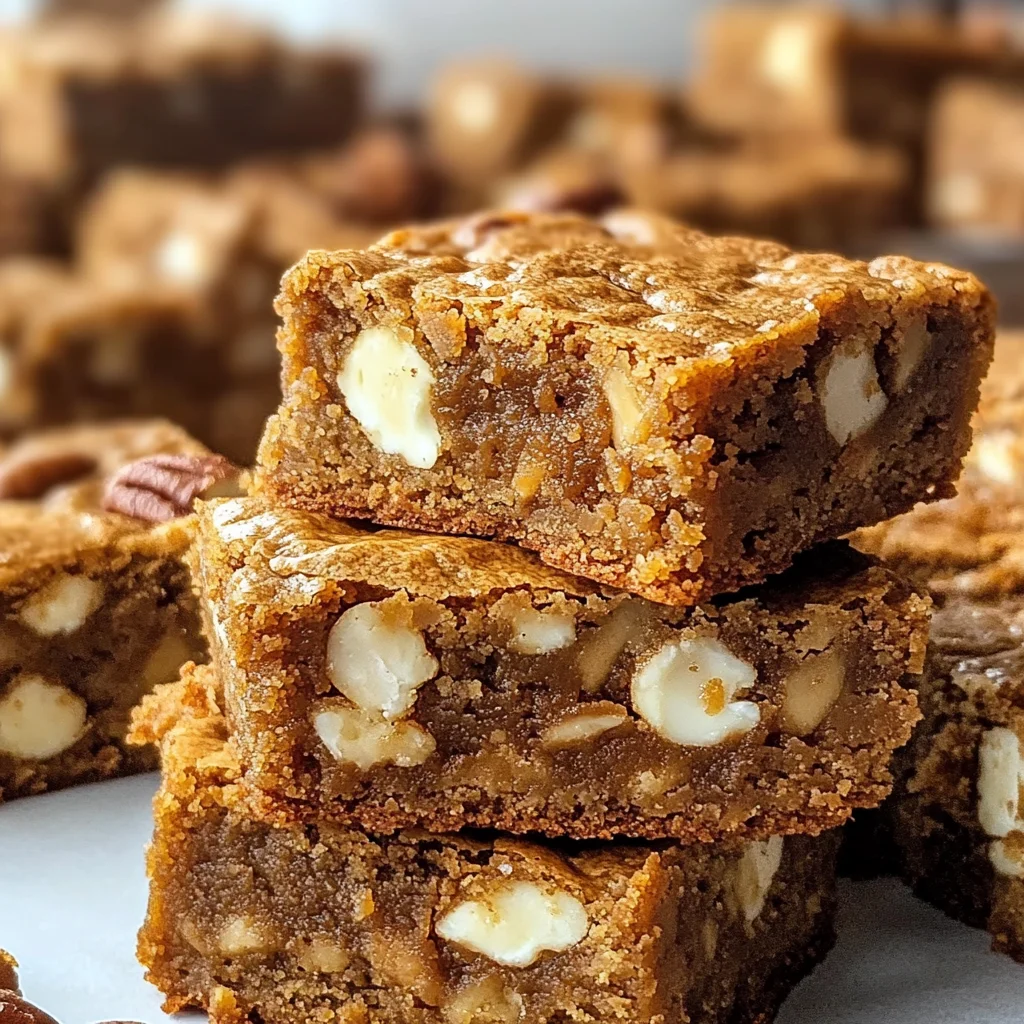 Easy Pumpkin Maple Blondies Recipe with White Chocolate and Pecans