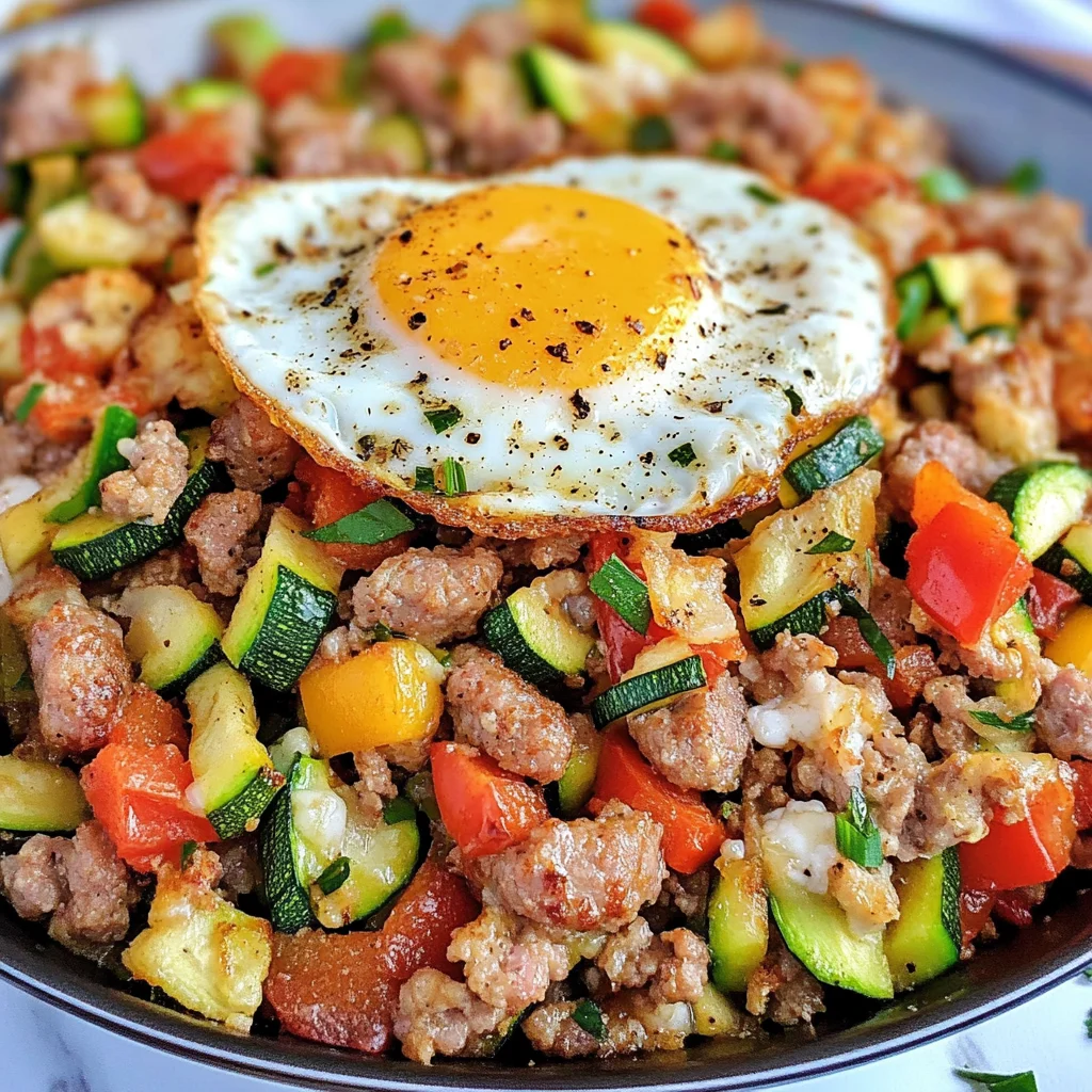 Keto Sausage and Zucchini Breakfast Hash
