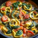One Pot Creamy Spinach Tomato Tortellini