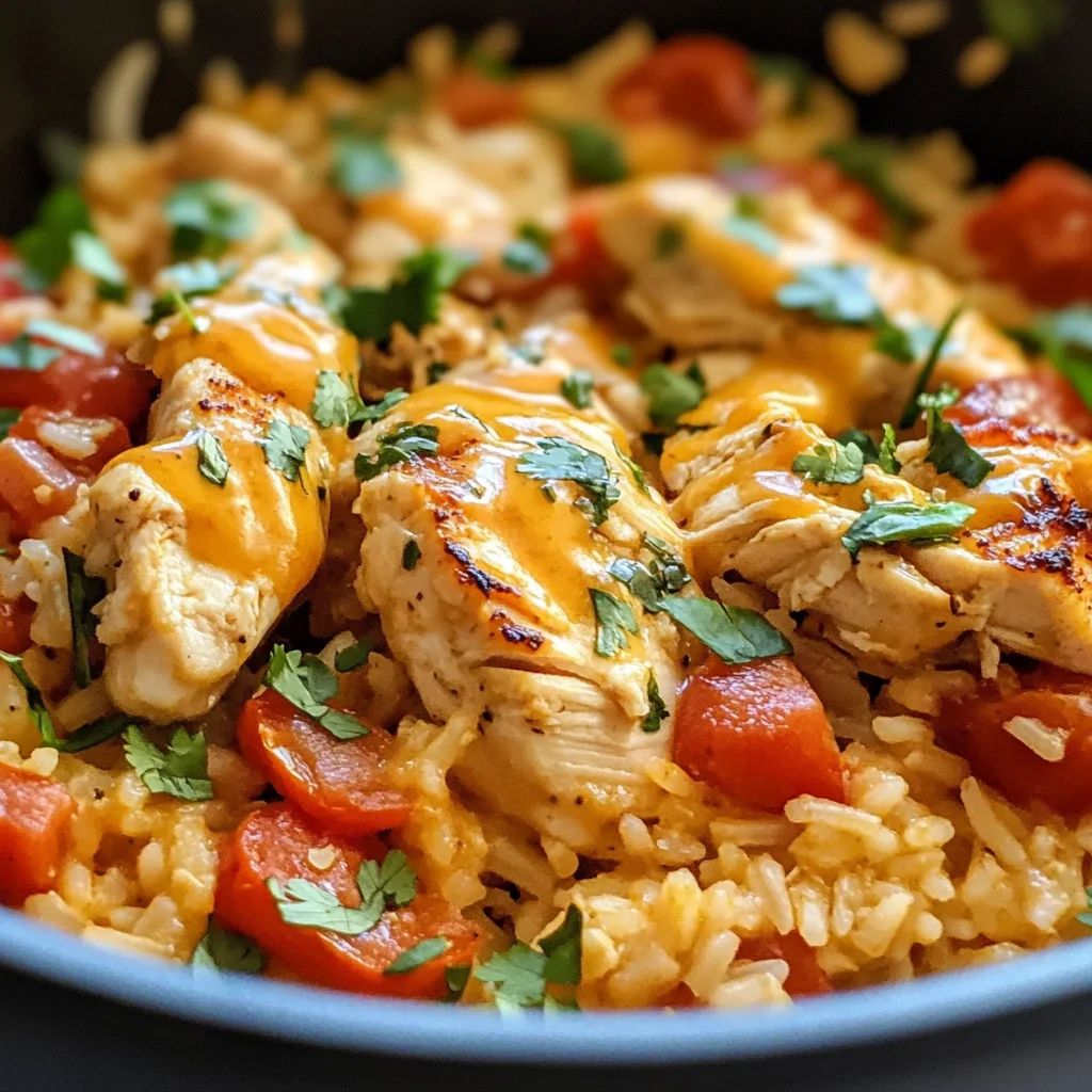 One Pot Queso Chicken and Rice