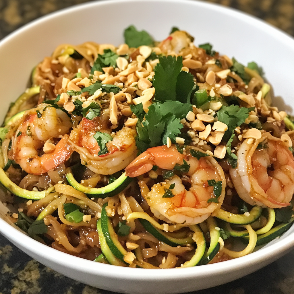 Zucchini Noodle Pad Thai with Shrimp
