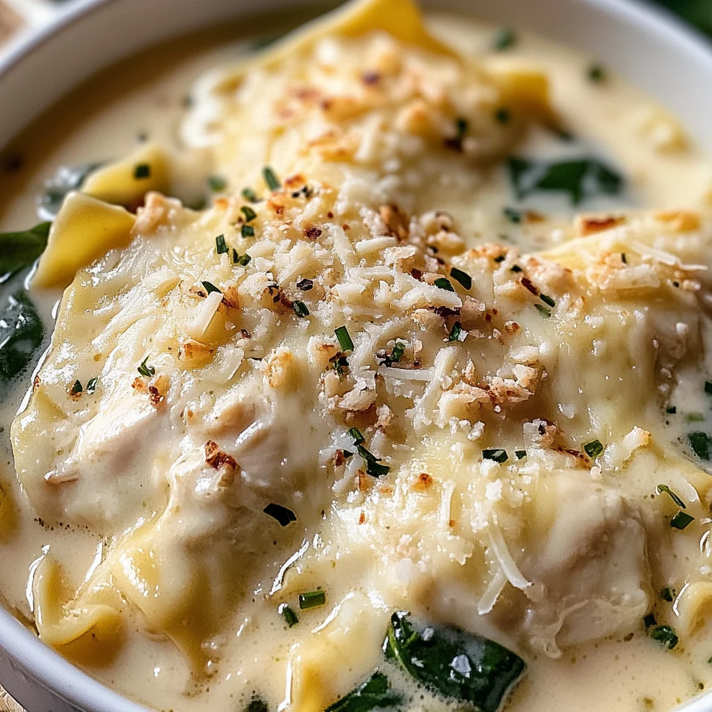 Creamy White Chicken Lasagna Soup