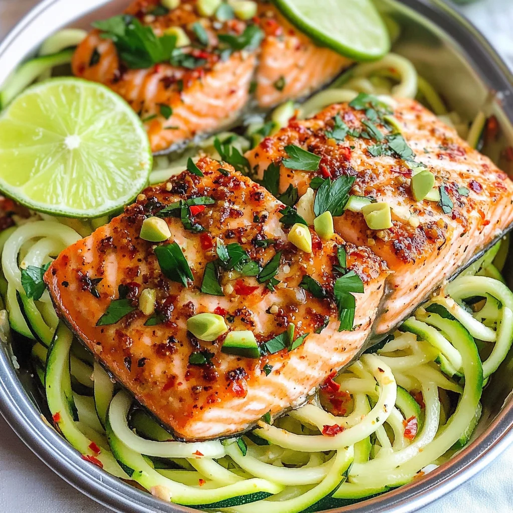 Easy Chili Salmon with Zucchini Noodles