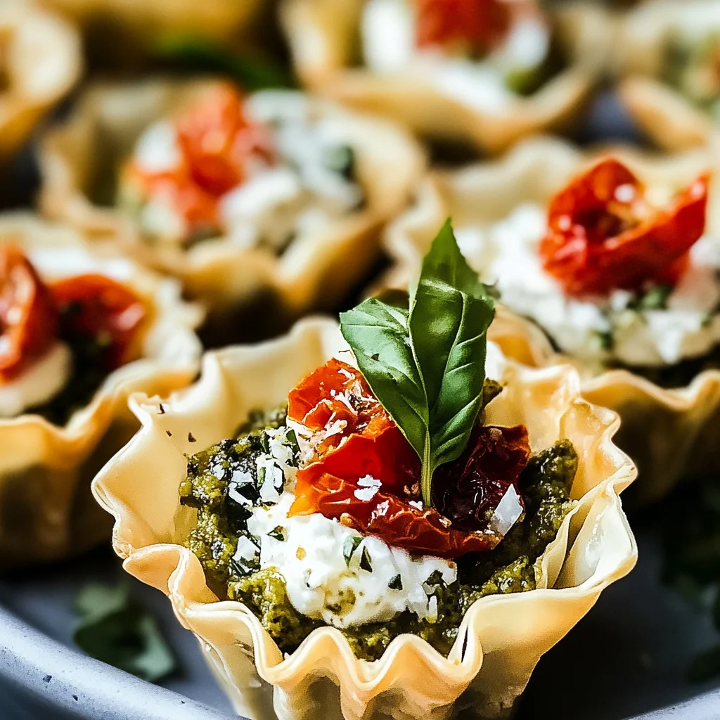 Easy Christmas Appetizer Bites with Pesto and Sundried Tomatoes