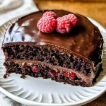 Rich Sourdough Chocolate Cake with Raspberries