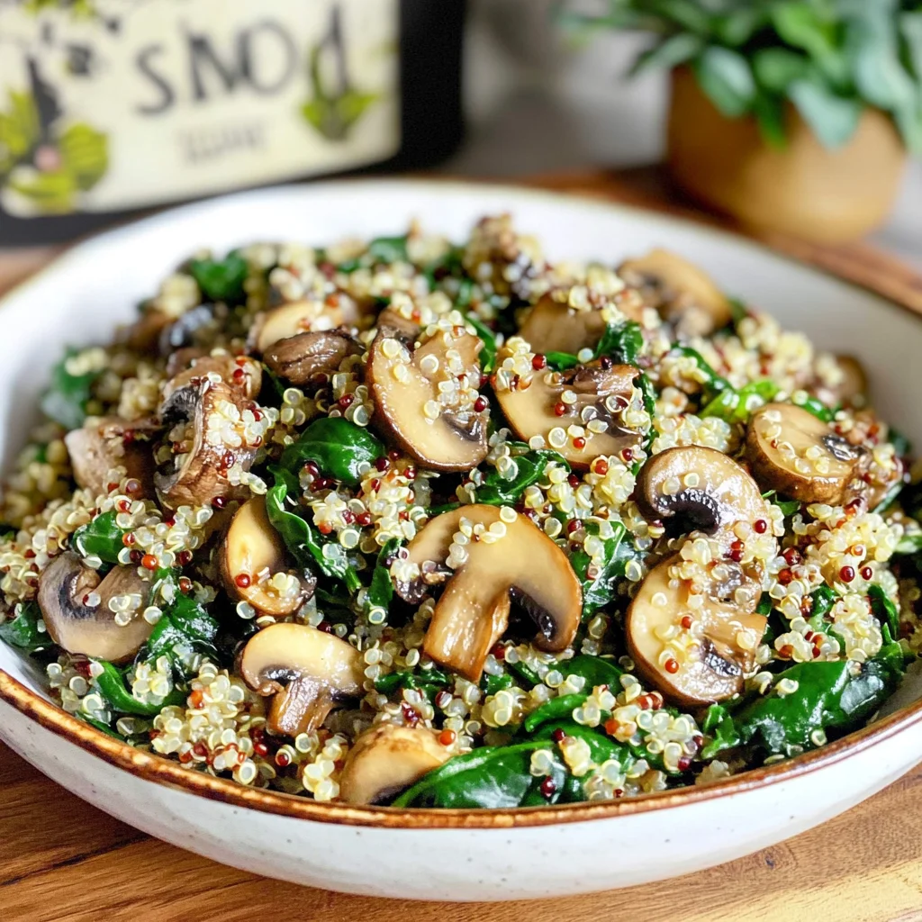 Warm Mushroom Spinach Quinoa Salad