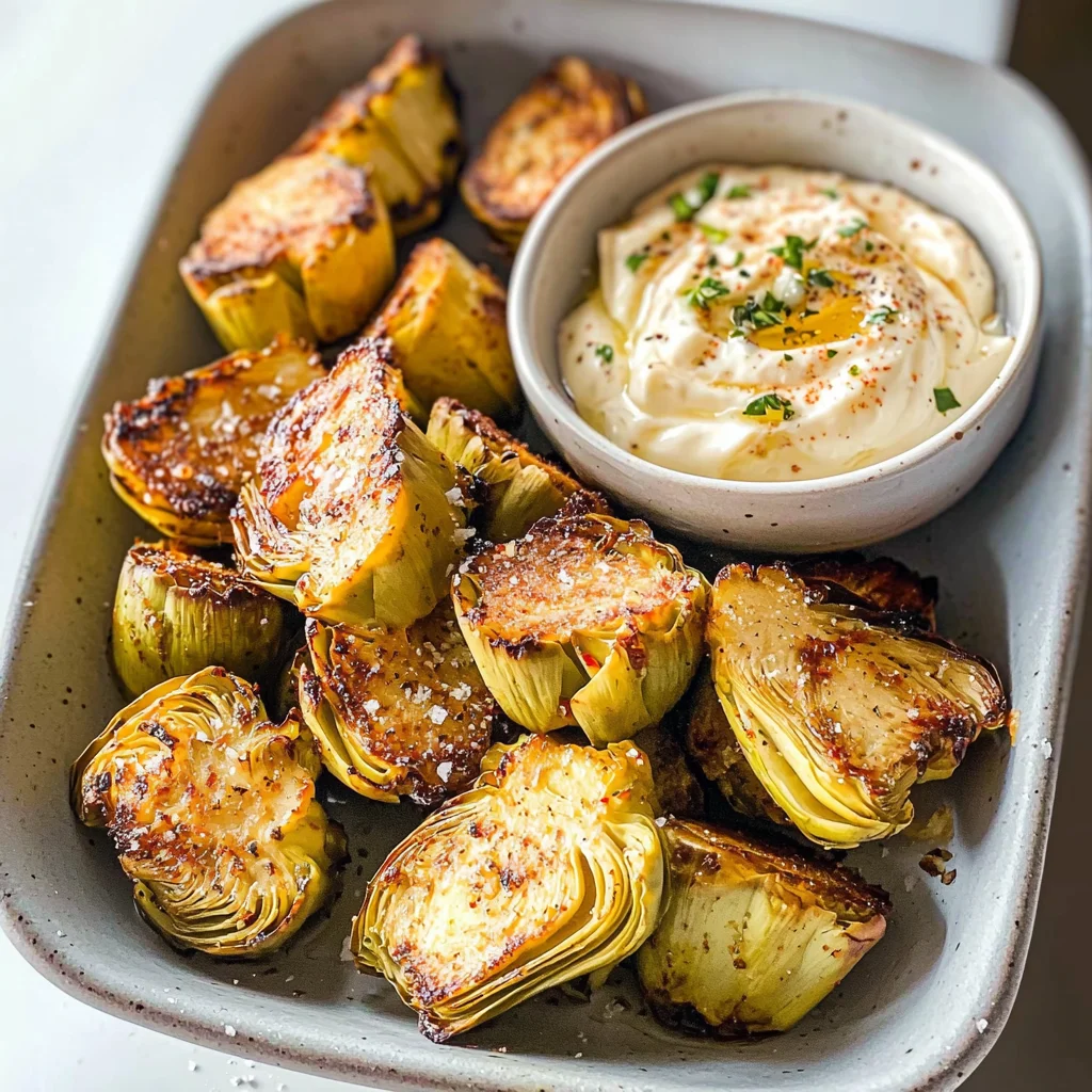 Air Fryer Artichoke Hearts with Garlic Aioli (Keto and Low Carb)