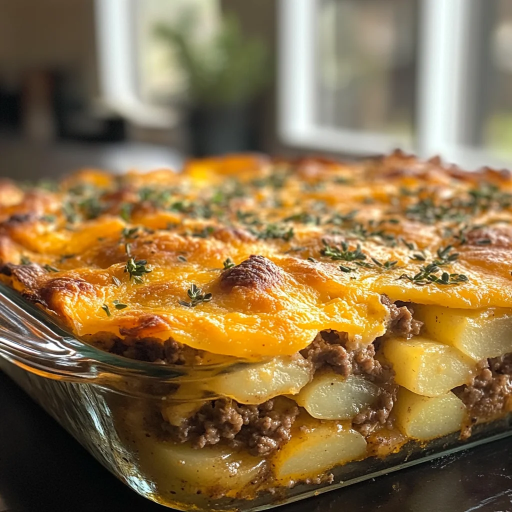 Cheesy Ground Beef and Potato Bake