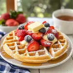 Delicious Classic Waffles with Strawberries