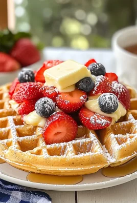 Delicious Classic Waffles with Strawberries