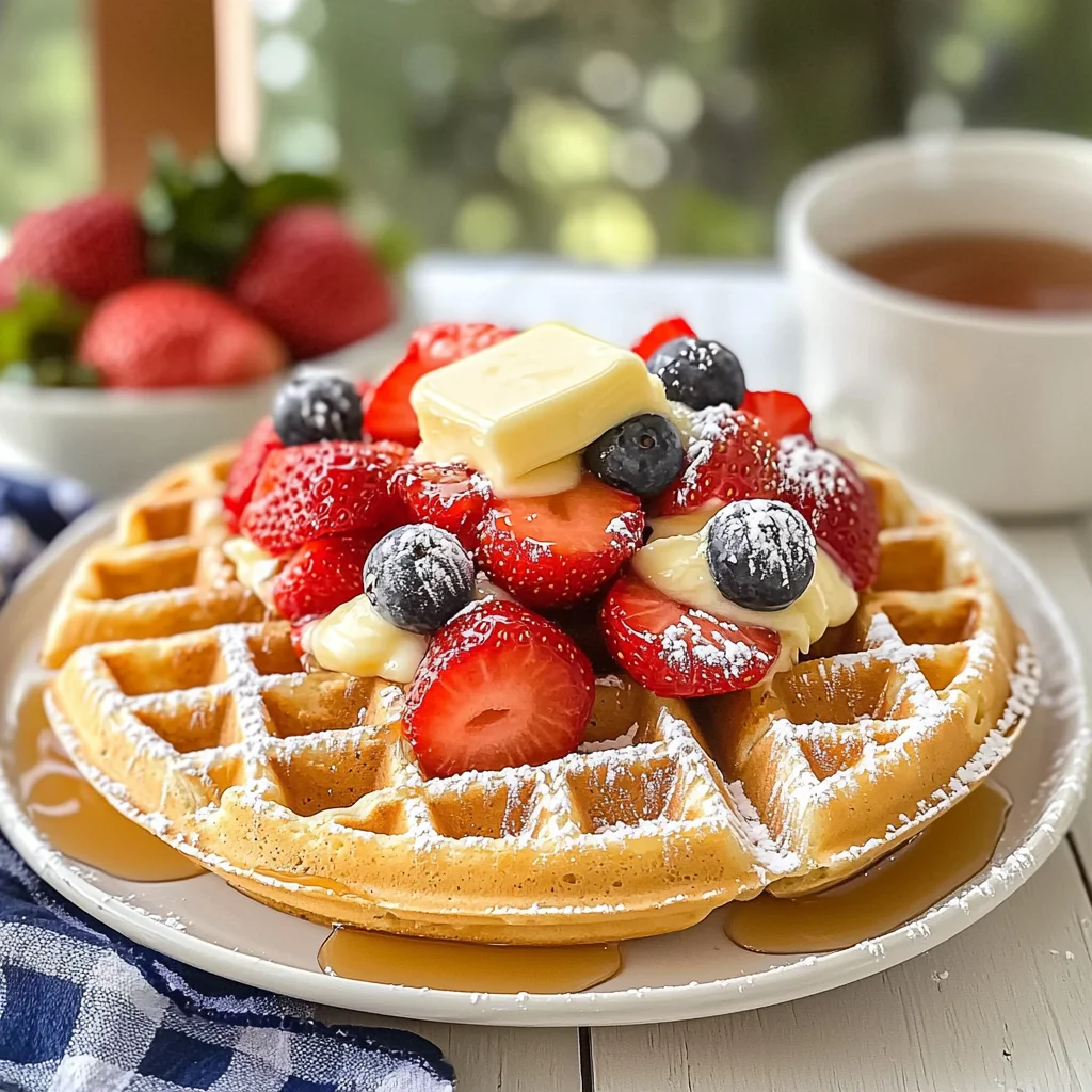 Delicious Classic Waffles with Strawberries