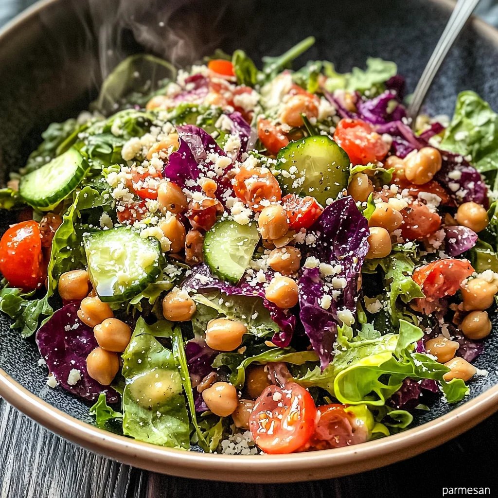 Delicious Pizza Night Salad Recipe with Chickpeas and Veggies