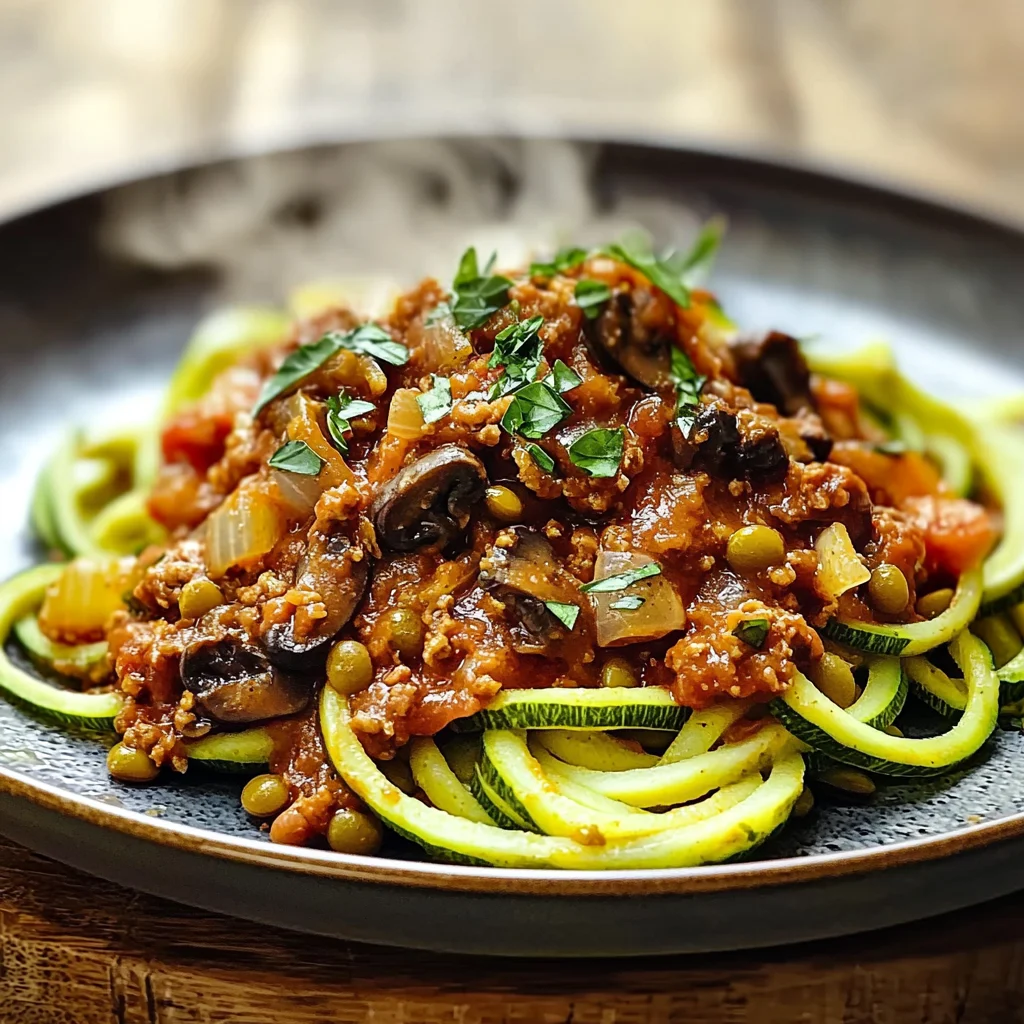 Delicious Porcini and Green Lentil Bolognese with Courgetti Recipe