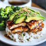 Delicious Teriyaki Chicken with Avocado and Rice Stack Layers Recipe