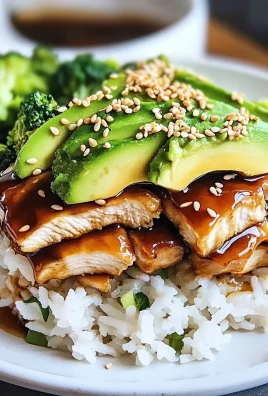 Delicious Teriyaki Chicken with Avocado and Rice Stack Layers Recipe