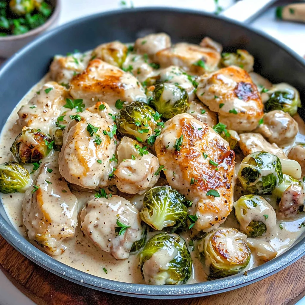 Easy Chicken Alfredo Brussel Sprouts