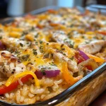 Easy Chicken Fajita Rice Casserole