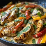 Easy Creamy Chicken Skillet Fajita Recipe with Cheesy Sauce