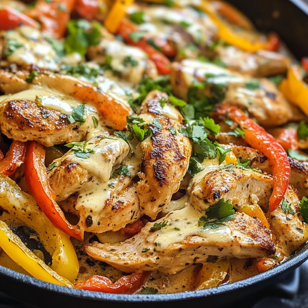 Easy Creamy Chicken Skillet Fajita Recipe with Cheesy Sauce image 3