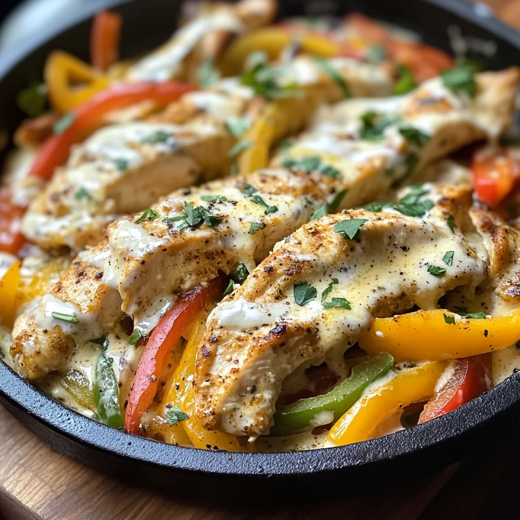 Easy Creamy Chicken Skillet Fajita Recipe with Cheesy Sauce image 4