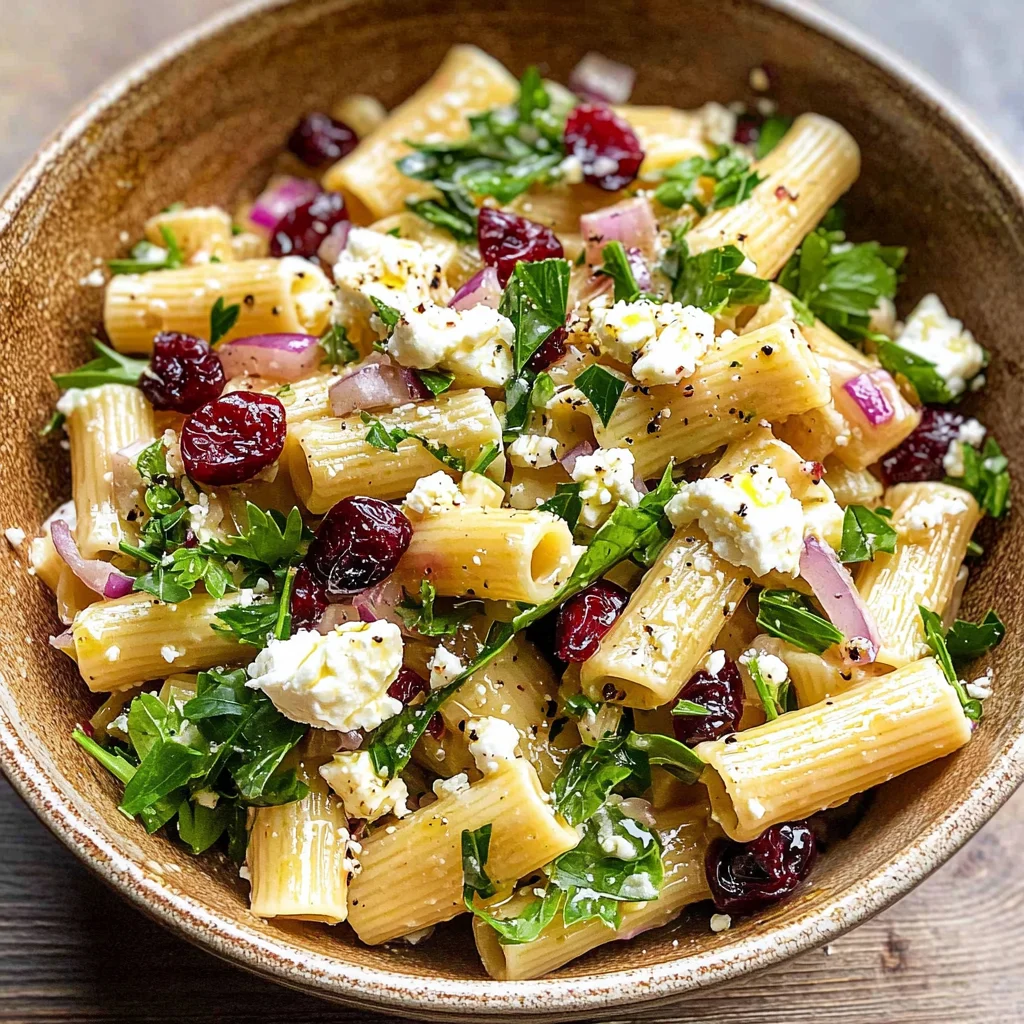 Feta & Cranberry Rigatoni Salad with Lemon Vinaigrette
