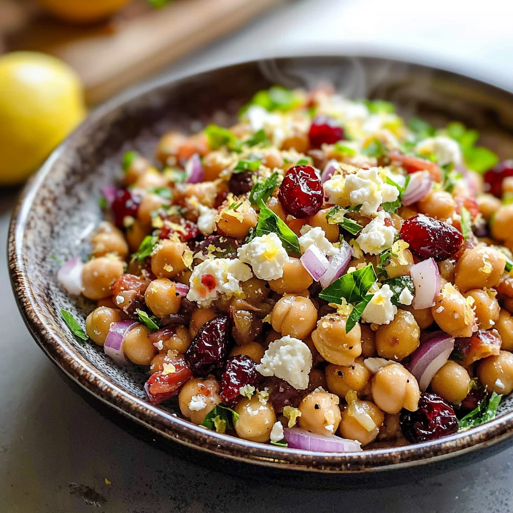 Feta & Cranberry Chickpeas with Lemon Vinaigrette