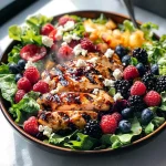 Grilled Berry Feta Chicken Salad with a Sweet Chipotle Dressing
