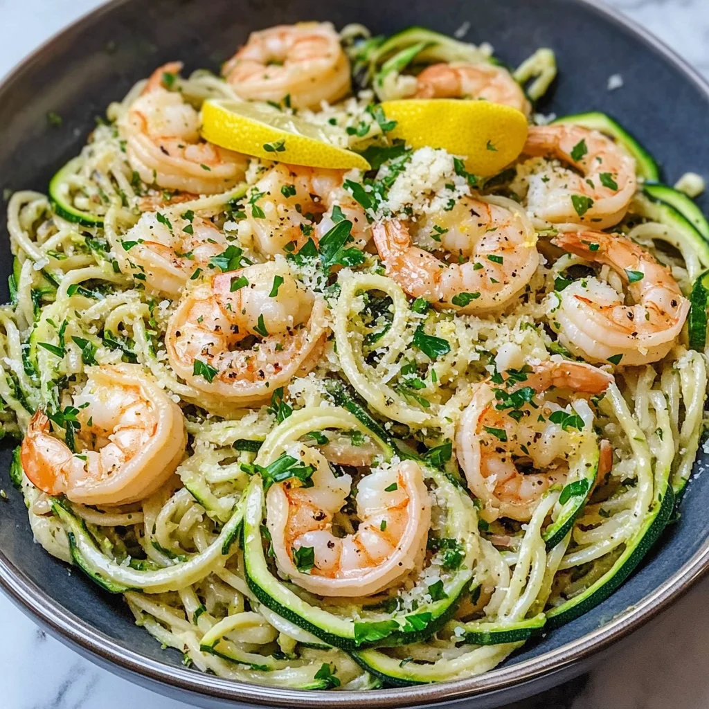 Healthy Lemon Shrimp Pasta Recipe With Zoodles