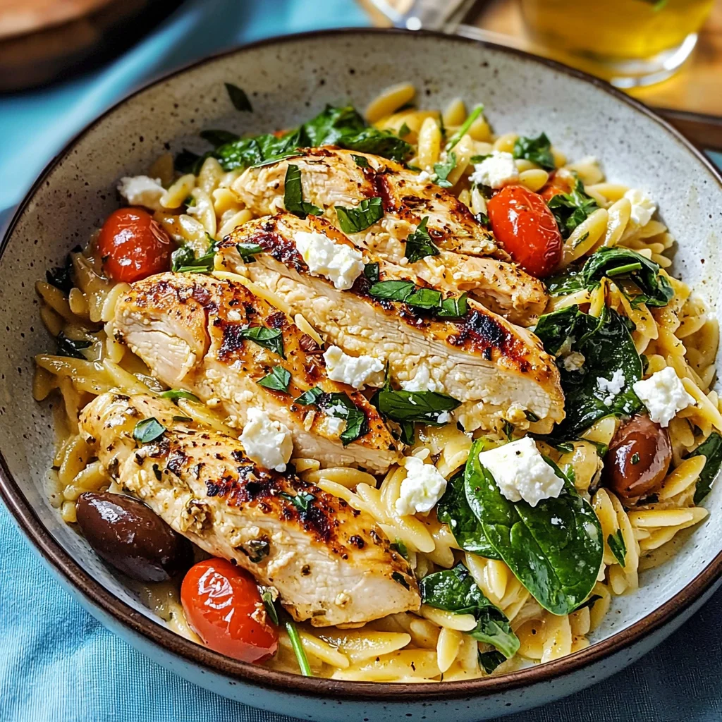 High Protein Mediterranean Chicken Orzo