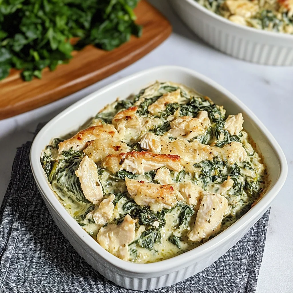 Keto Creamed Spinach and Chicken Casserole