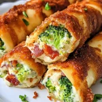 Keto Crispy Cream Cheese Broccoli and Bacon Rollups