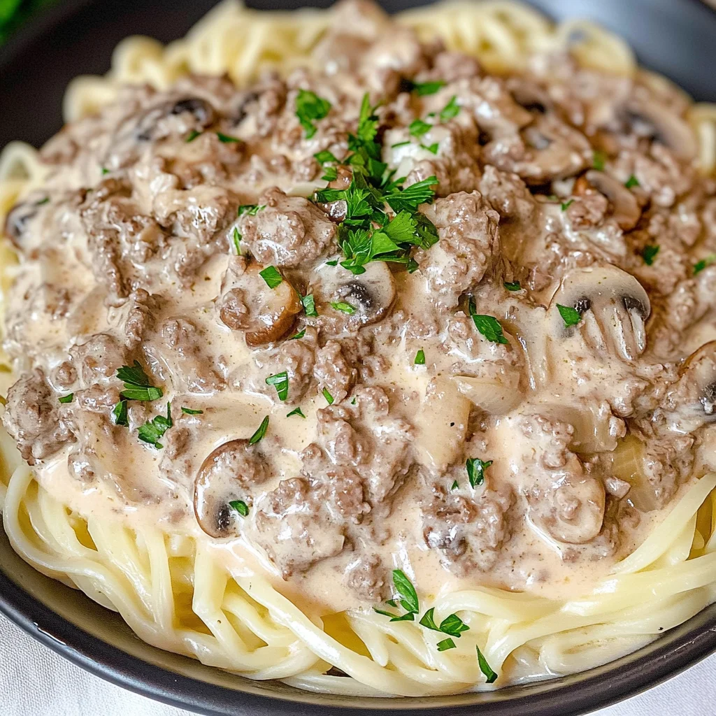 Keto Ground Beef Stroganoff