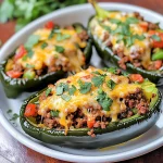 Keto Ground Beef Stuffed Poblano Peppers