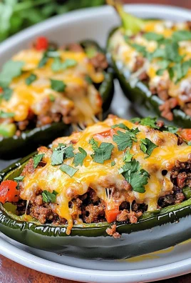 Keto Ground Beef Stuffed Poblano Peppers