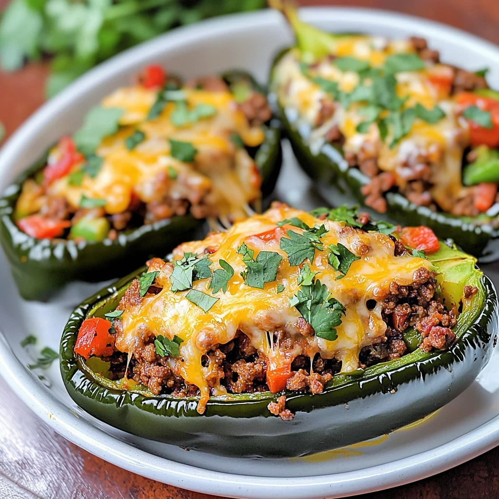 Keto Ground Beef Stuffed Poblano Peppers