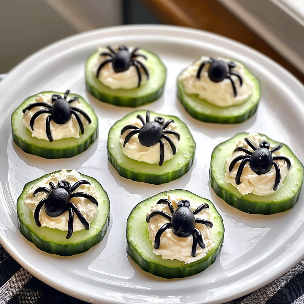 Keto Spider Cucumber Appetizer Bites