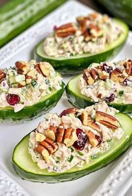 Low-Carb Cranberry Pecan Chicken Salad Stuffed Cucumbers