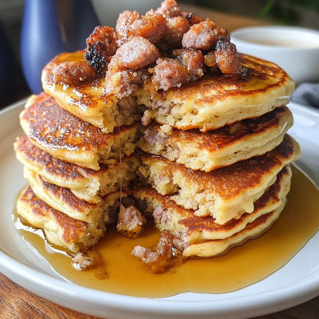 Low Carb Healthy Cottage Cheese Pancakes with Sausage