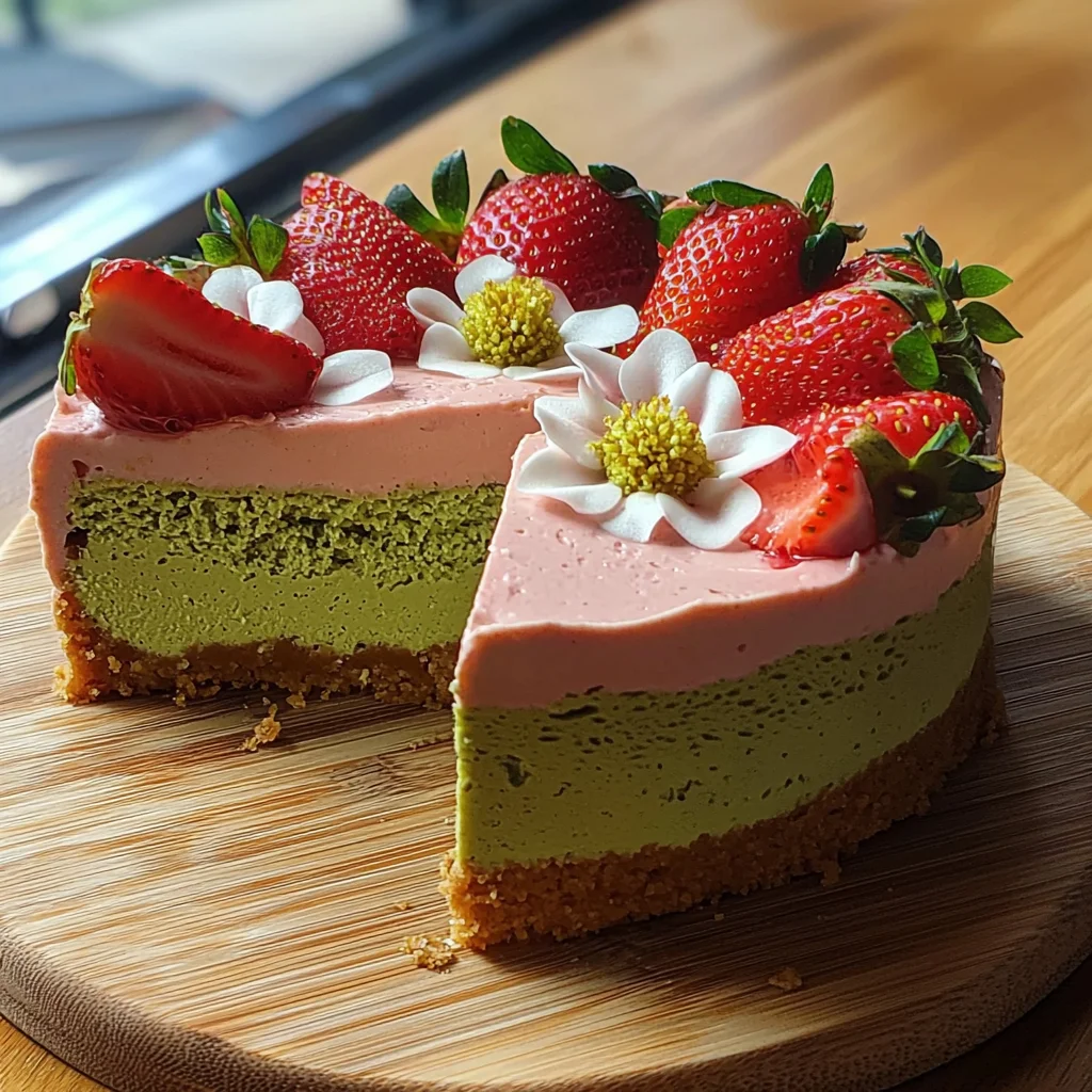 Strawberry Matcha Basque Cheesecake