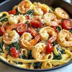 Tomato Spinach Shrimp Pasta